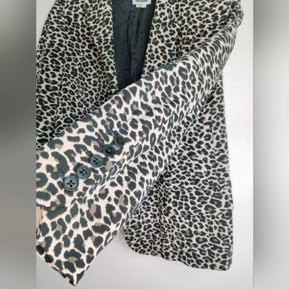 Zadig & Voltaire (Size 36) Animal Print Button Interior Lined LS Blazer Jacket